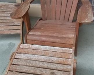 New Pics!! Set of 5 teak wood Adirondack chairs/ottomans 