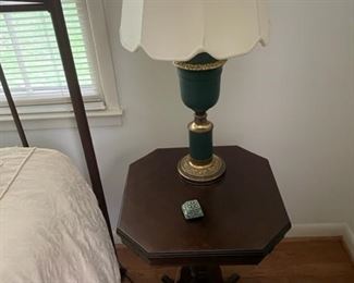 Small end table and table lamp.