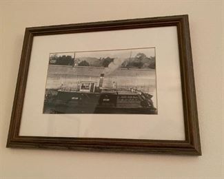 Black and white print of steamboat.