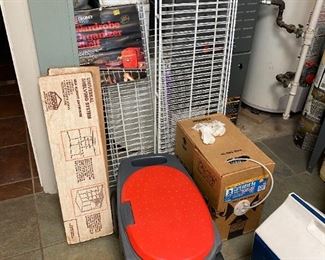 Garden caddy and shelving.