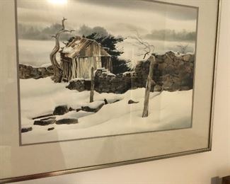 David Snyder incredible snow scene. Watercolor 300.00