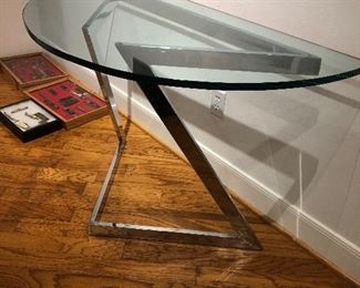 Glass and chrome table. 29x48x24. $800