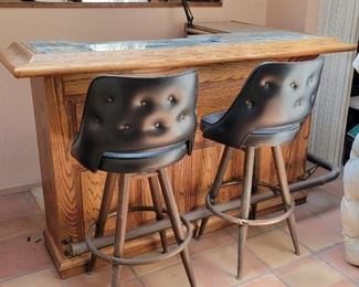 #14.  $150.00. Free standing bar with 2 stools 