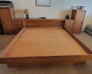 #30 $200.00. oak platform king bed with drawers  