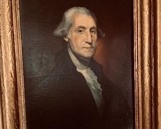 19th century Original  oil  on  canvas  painting  with  original  frame  of  George  Washington
