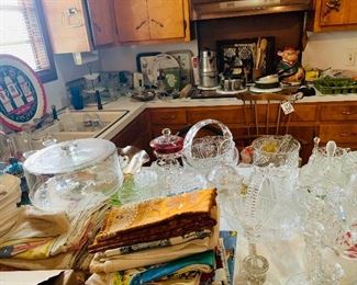 kitchenware, fine crystal and tons of old old cookbooks some dating back to 19th century