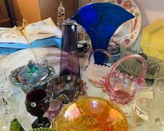 Blenko, carnival glass, Fenton and Iris Herringbone