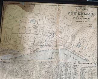 1874  map  showing  the  Battle  of  New  Orleans