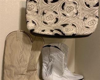 Berge Leather Bag                                                                    
Cowgirl Boots: Acme Sz 8 Laredo Sz 10