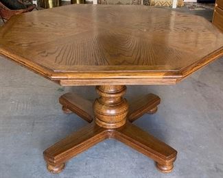 Oak Octagon Pedestal Table