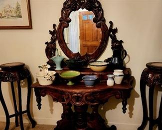 Very ornate mahaghony vanity