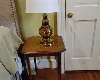 Accent table and heavy brass lamp