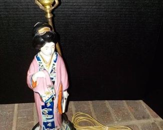 Antique Asian Table Lamp with Body of a Geisha