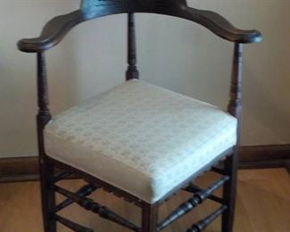 Antique Victorian Corner Chair with Cloth Seat