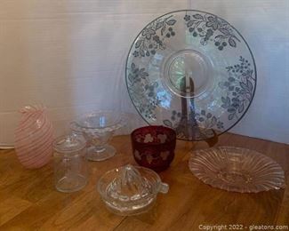 Beautiful Vintage Cut Pressed Etched Glass Pieces