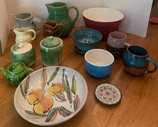 Collection of Pottery and Ceramic Pieces Including Vintage Toby Pitcher