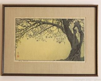 Framed and Signed Cherry Blossoms Wall Art