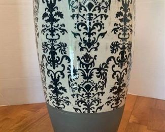 Large Blue and White Ceramic Vase with Gray Accent