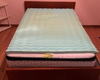 Mid Century Full Sized Bed Frame with Mattress and Boxsprings