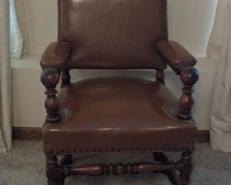 Pseudo Leather vintage Accent Chair with Nailhead Trim