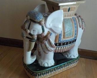 Vintage Asian Elephant Ceramic Lamp Stand or Garden Chair