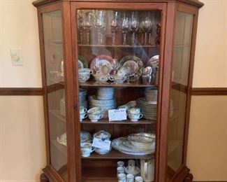 Vintage Carved Display Cabinet with Claw Feet