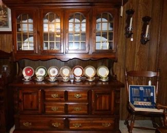 Vintage Solid Pine China Cabinet