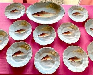 Beautiful Set of Limoges Hand painted and Signed      One Platter and 11 plates $350