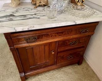 Antique Marble Top Chest $350
