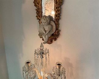 Pair of Trumpet Shaped Crystal Lamps $250