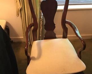 1 FROM A PAIR OF QUEEN ANNE ARM CHAIRS FROM SET OF 6