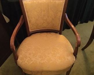 A MAHOGANY OPEN ARM CHAIR IN THE REGENCY MANNER, AND COMFORTABLE TOO