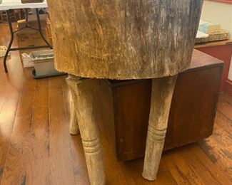 #4	Primitive Chopping  block with 3 legs 23x37 	 $400.00 
