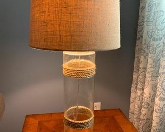 Decorative Glass and Rope Lamps (2) 30"H Base 6"W Price $40.00 Each