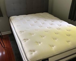 Full Size Bed with Huck Finn Mattress and  Fabric Headboard 46 1/2"H x 56 1/2/"W                                                                                                   Price $220.00