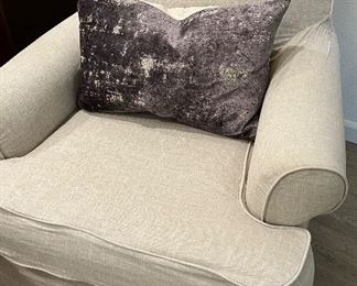 Linen Slipcovered Swivel Chair
a pair
