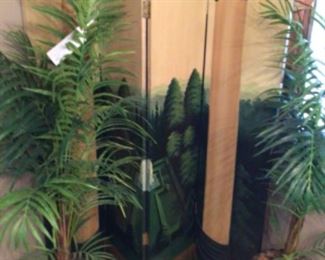Room Divider Screen and 2 Silk Palms