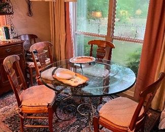 Breakfast nook glass table and chairs 