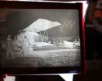Vintage negative of German WWI biplane 