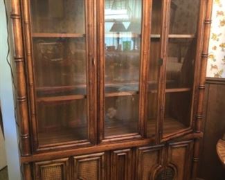 BURLINGTON HOUSE MID-CENTURY MODERN FAUX BAMBOO CHINA CABINET (LIGHTED)