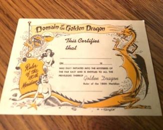 VINTAGE DOMAIN OF THE GOLDEN DRAGON COMMEMORATIVE CERTIFICATE