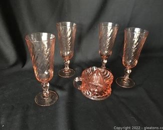 Spectacular Rosalind Oink Swirl Stemware and Juicer