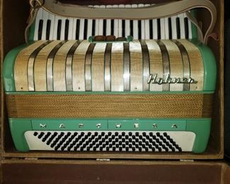 Hohner Marchesa green accordion, Germany, circa 1955 - comes with hard carrying case