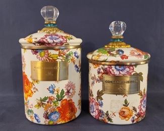 (2) Makenzie-Childs Enameled Canisters