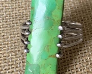 Sterling Silver and Green Turquoise Ring Size 8.5