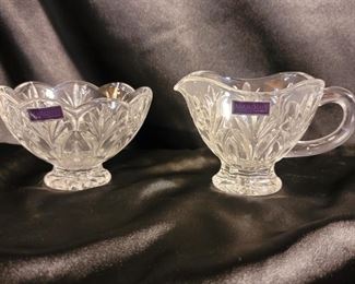 Waterford Marquis Crystal Creamer & Sugar, Marked