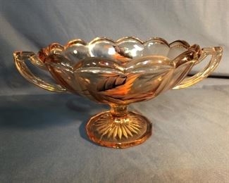 Hand Painted Amber Depression Glass Trophy Bowl
