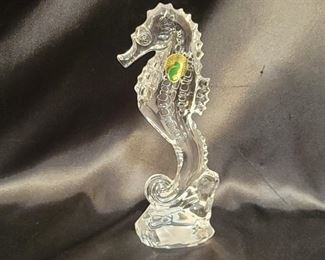 Waterford Crystal Seahorse Sculpture, Marked