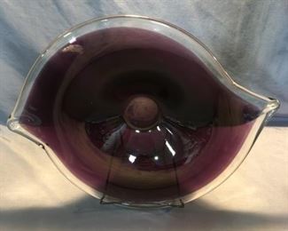 Murano Art Glass Purple Handkerchief Bowl