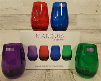 (4) Waterford Marquis Color Crystal Stemless Wine